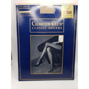 Charter Club Classic Sheers Day Sheer Control Top Reinforced Sandal Toe Pantyhose Size D Sand Beige