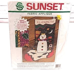 Sunset Fabric Applique Patchwork Snowman Stocking Kit