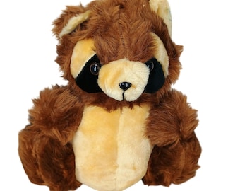 Mapache de peluche premium Acme: peluche marrón y canela (30 cm)
