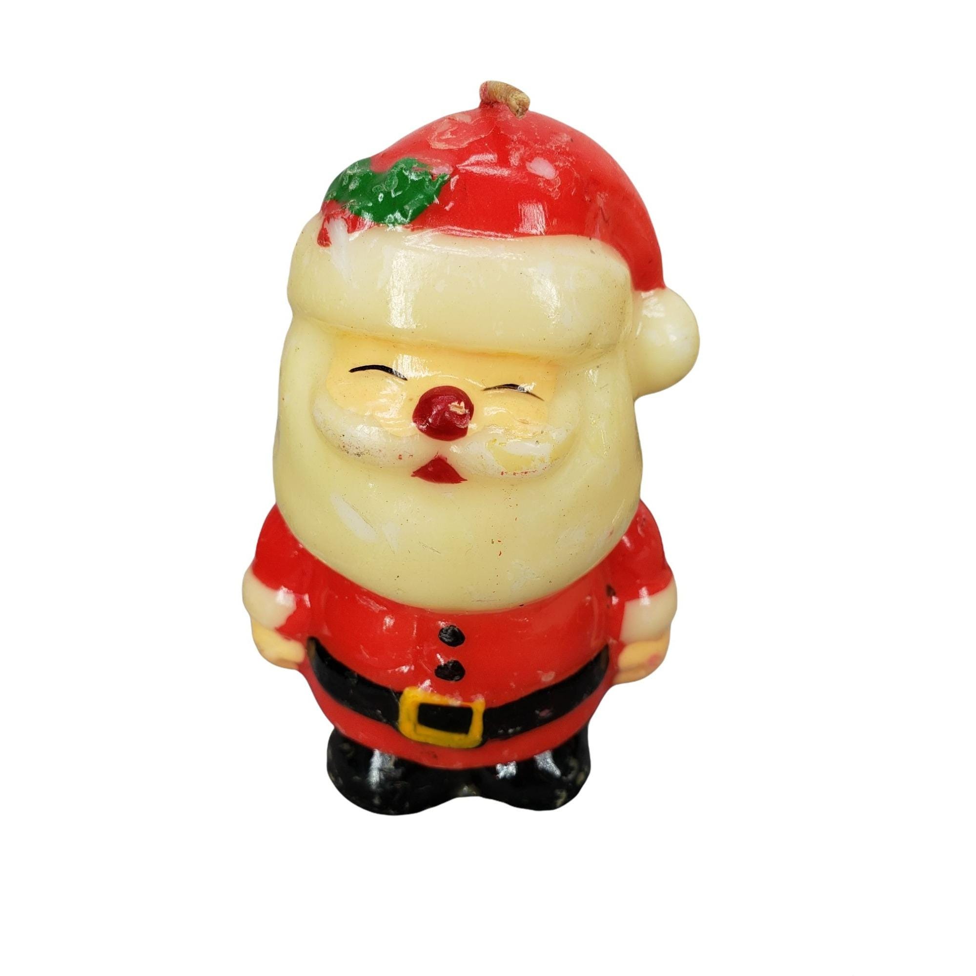 ヴィンテージ サンタクロース型ホリデーキャンドル 赤と白のクリスマス