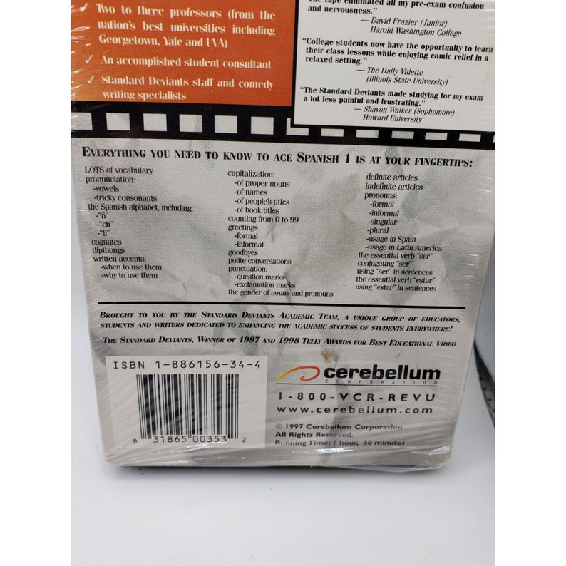 The Standard Deviants Spanish 1 VHS Used VCR Video Tape Cerebellum Etsy