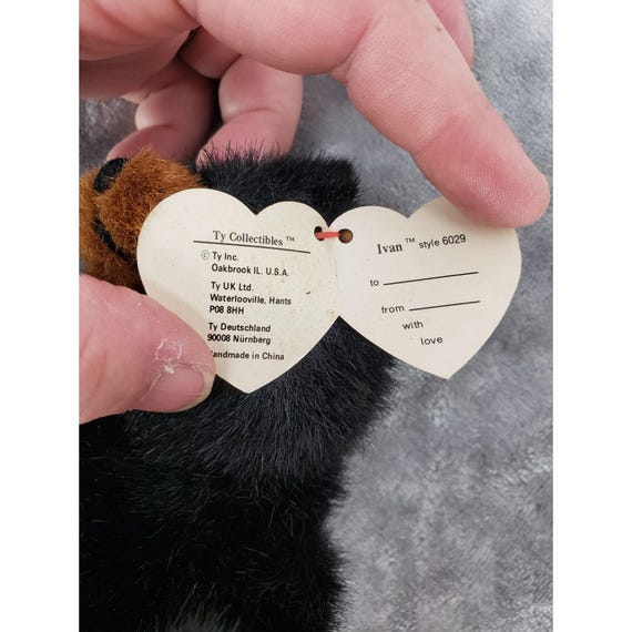 Ty Ivan the Bear Beanie Baby 1993 Style #6029 Black Plush With