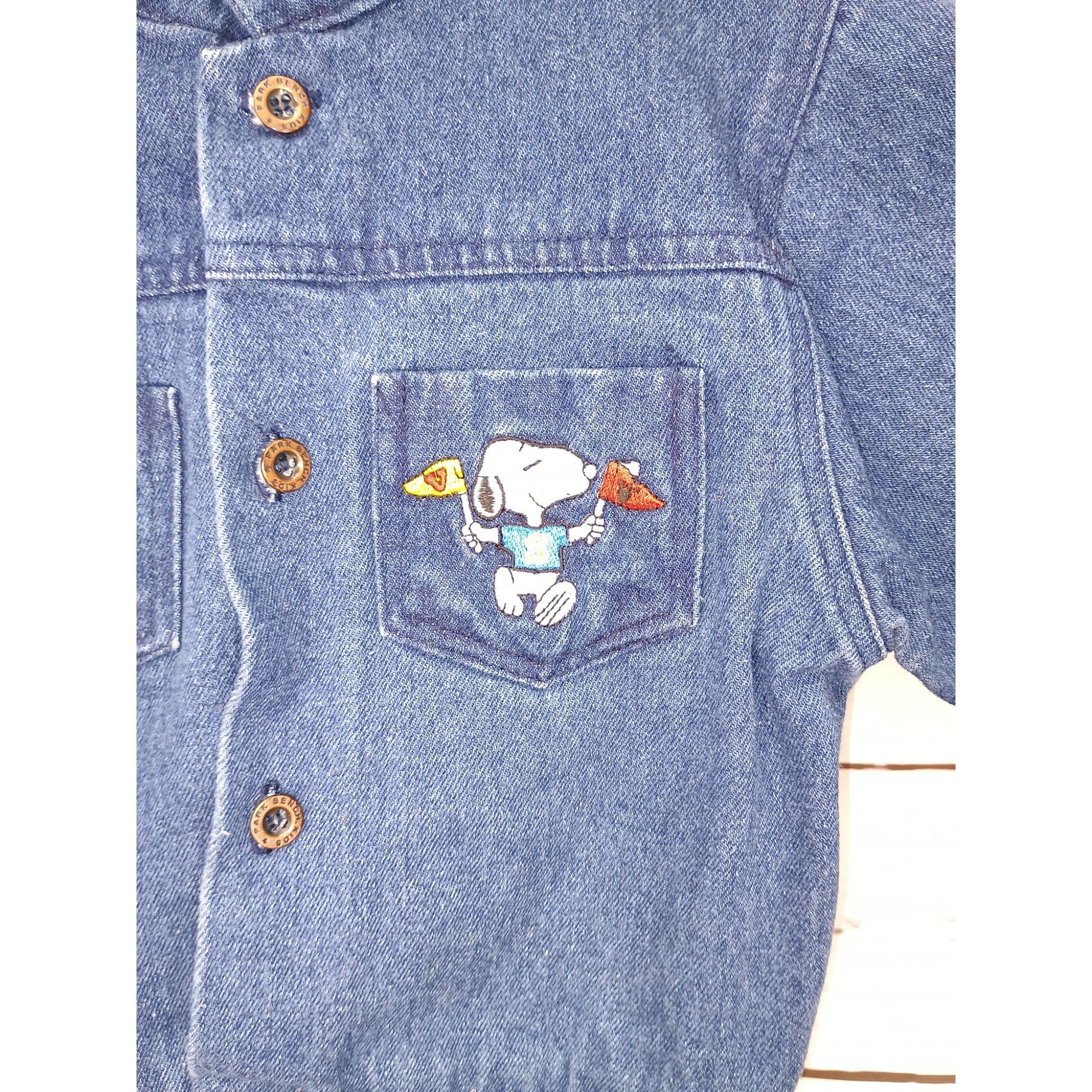 Vintage 1980s Snoopy Denim Jacket, 24 Months, Embroidered Peanuts