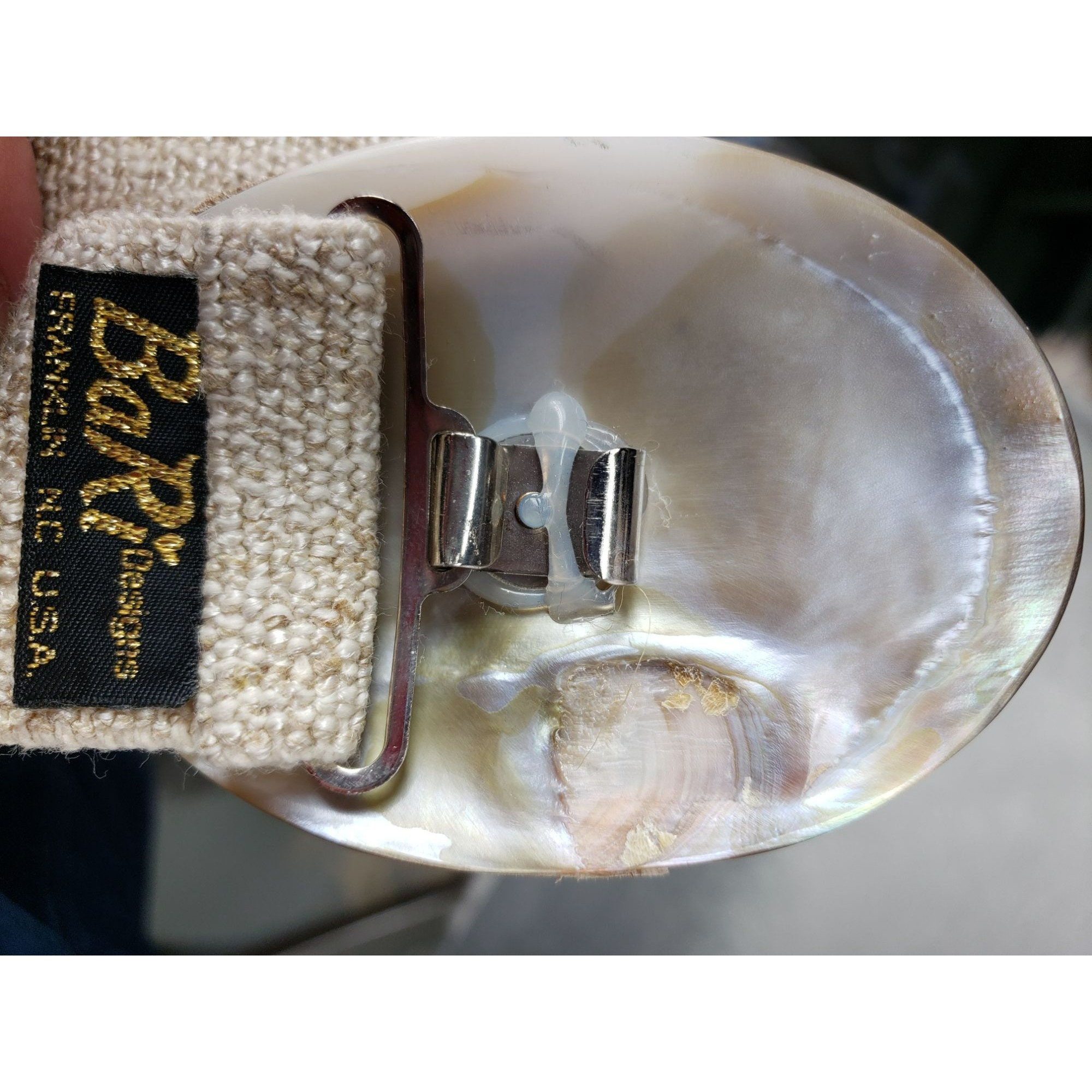 Buy Bari Vintage Tan Woven Belt Unique Buckle Stones Shells 