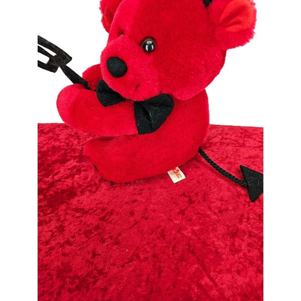 PBC International Red Devil Bear Plush Stuffed Animal vintage