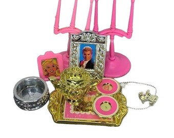 Barbie Tea And Candelabra date night dinner gold pink Picture frame candle Lot