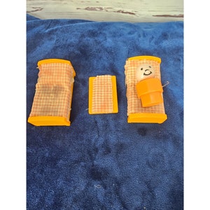 Vintage Fisher Price Family House Furniture Yellow Orange With Figure