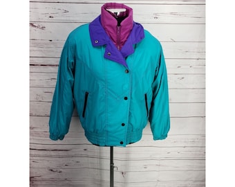 Cabin Creek Teal 80s Vintage Style Wind Jacket Ski Winter