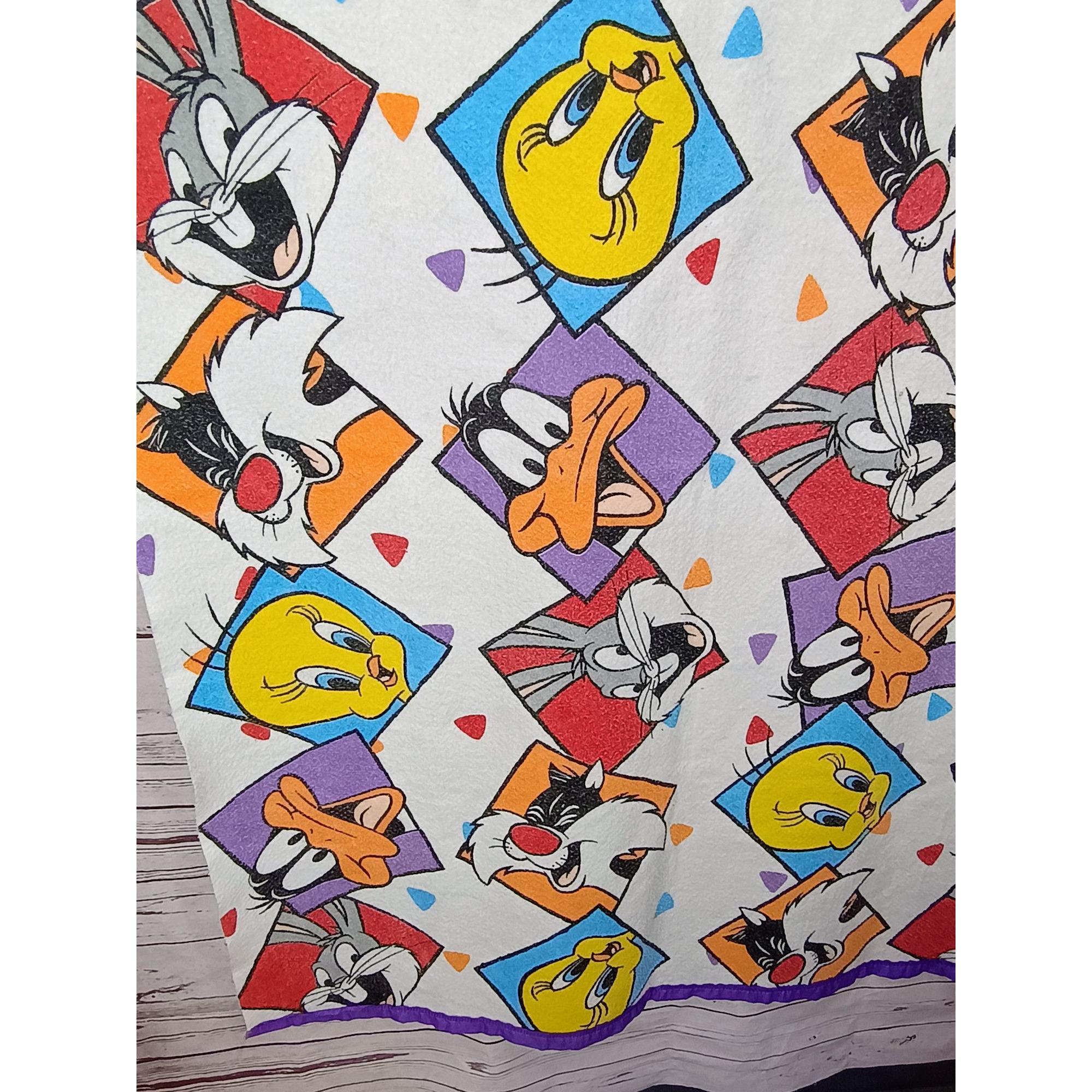 Vintage Looney Tunes Blanket Bedspread Bugs Bunny Daffy Duck