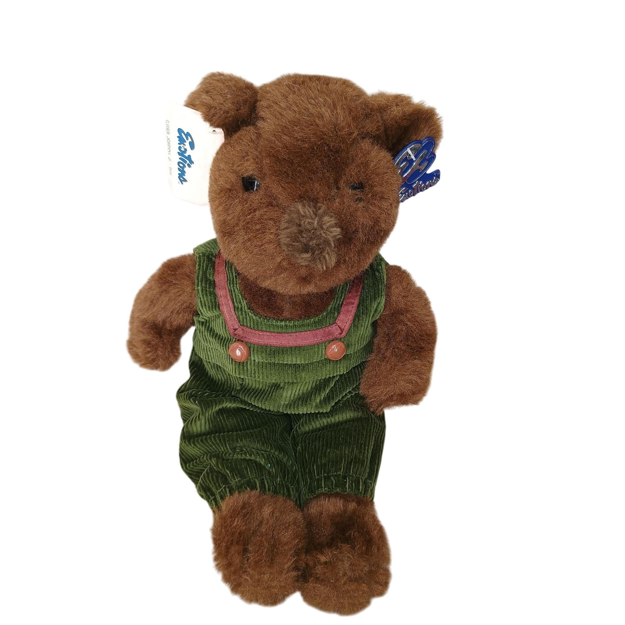 Emotions Brown Plush Bear Green Corduroy Overalls G1069 Johnny Jr
