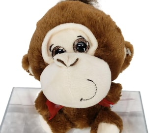 Hugfun International kleine jungleaapknuffel met grote sprankelende ogen