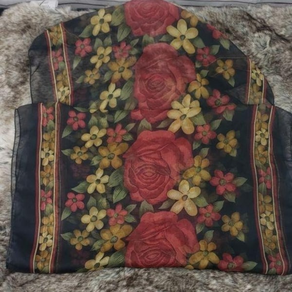 Floral Rose gold brown beautiful oblong scarf