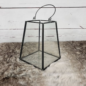 Geometric Black Metal Glass Hanging Décor Lantern