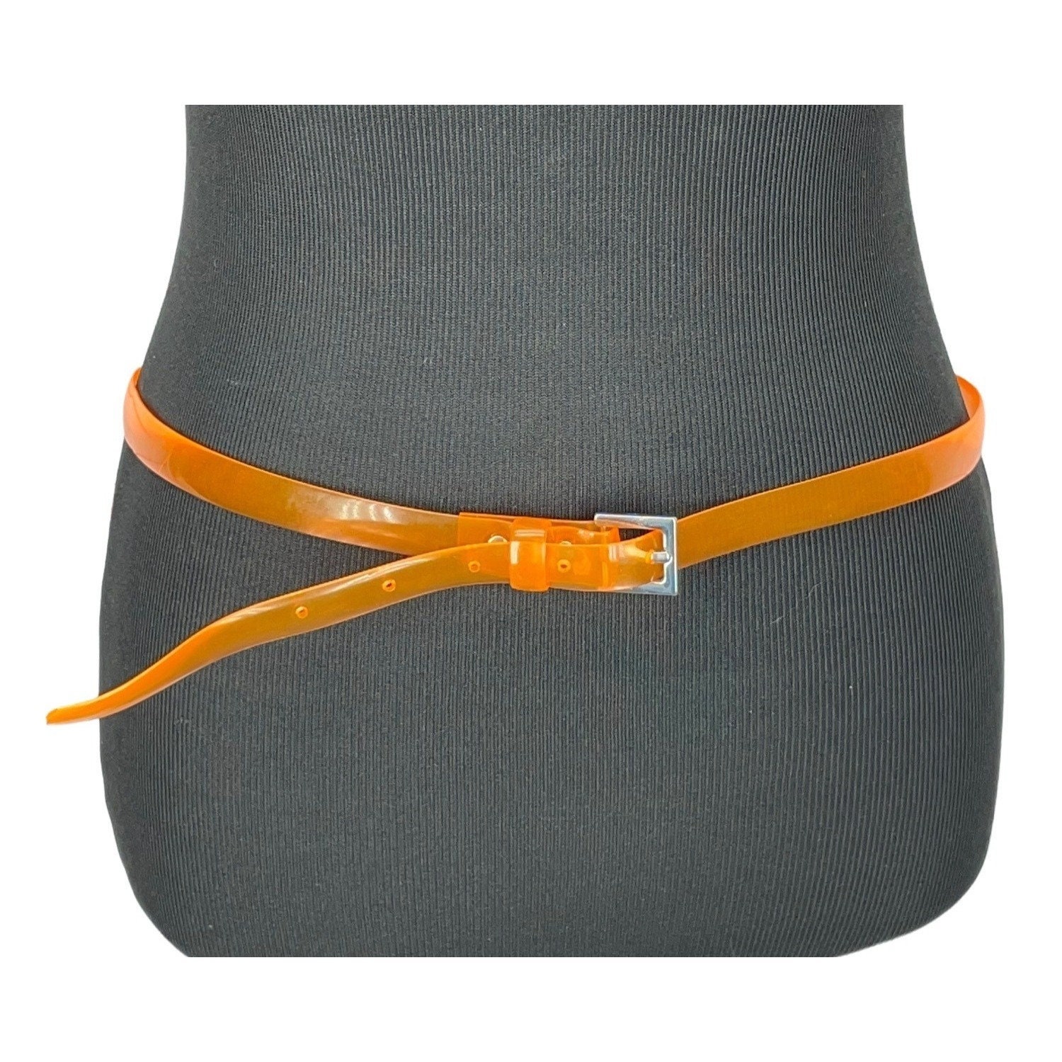 Retro Jelly Style Transparent Orange Prong Buckle Women's Belt