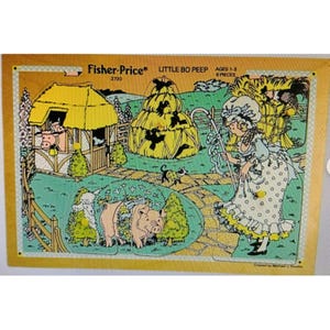 Fisher Price Little Bo Peep 7729 Quebra-cabeça Vintage com 8 peças de 1 a 3 anos de papelão