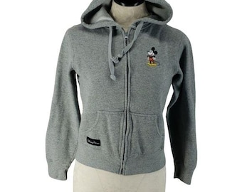 Chaqueta con capucha de Mickey Mouse gris para mujer de Disney Parks, talla S, mezcla de algodón y poliéster