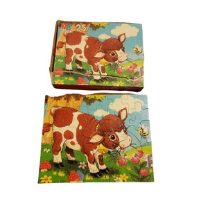 Milton Bradley Vintage Pastel Pets Cow 25 Piece Puzzle