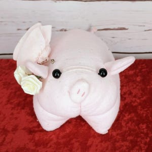 Handcrafted Felt Pig Plush With Rosette Accessories Plush Stuffed Animal Toy