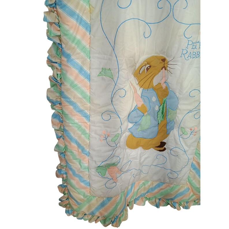 Petr Rabbit Applique Peter Rabbit Baby Quilt, Embroidered Design, Ruffled Edges - Etsy