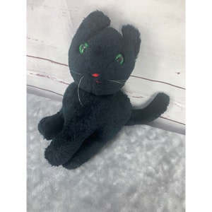 Vintage Jerry Elsner Co. Black Cat Halloween prop standing tabletop plush scenery