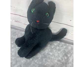 Vintage Jerry Elsner Co. Black Cat Halloween prop standing tabletop plush scenery