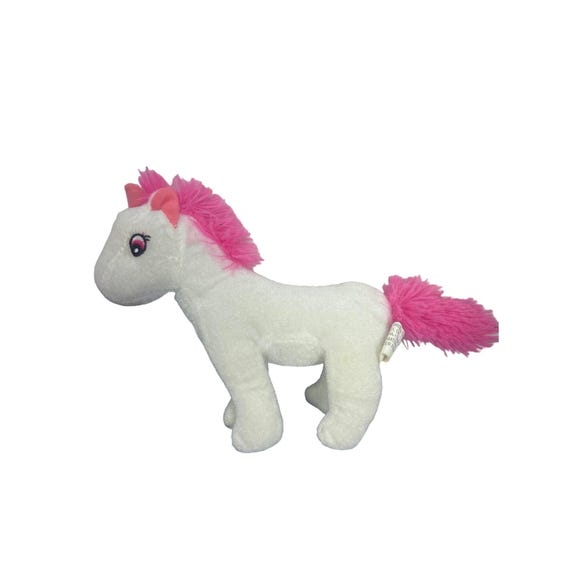 National Prize And Toys White Horse With Pink Mane 10 Inches Long