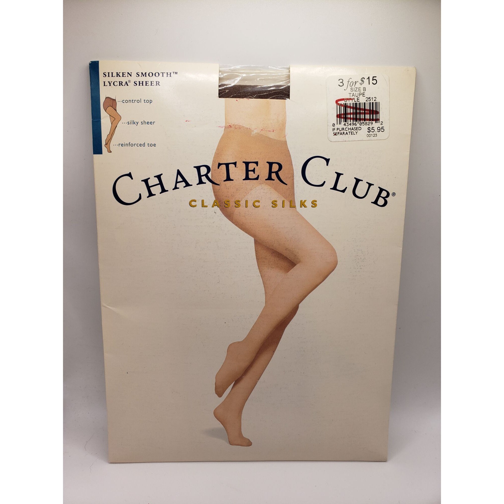 Charter Club Classic Silks Vtg Lycra Sheer Control Top Reinforced Toe Size  B Taupe Pantyhose -  Canada