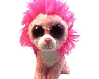 Ty Beanie Boos FLUFFY the Pink Lion  6"  stuffed animal toy plush