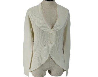 Rilto womens cream knit buttoned cardigan Sweater S 70 acrylic 30% wool
