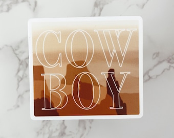 Desert Canyon Cowboy Sticker, Hand Drawn