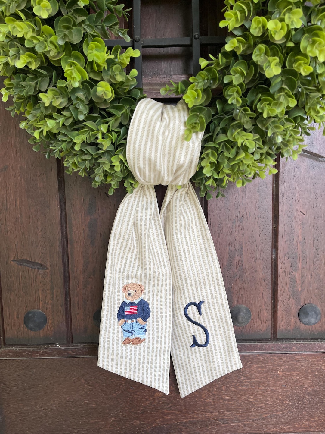 USA Bear Embroidered Wreath Sash