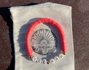 Handmade “Yee Haw” beaded bracelet - Adult size 6.75”