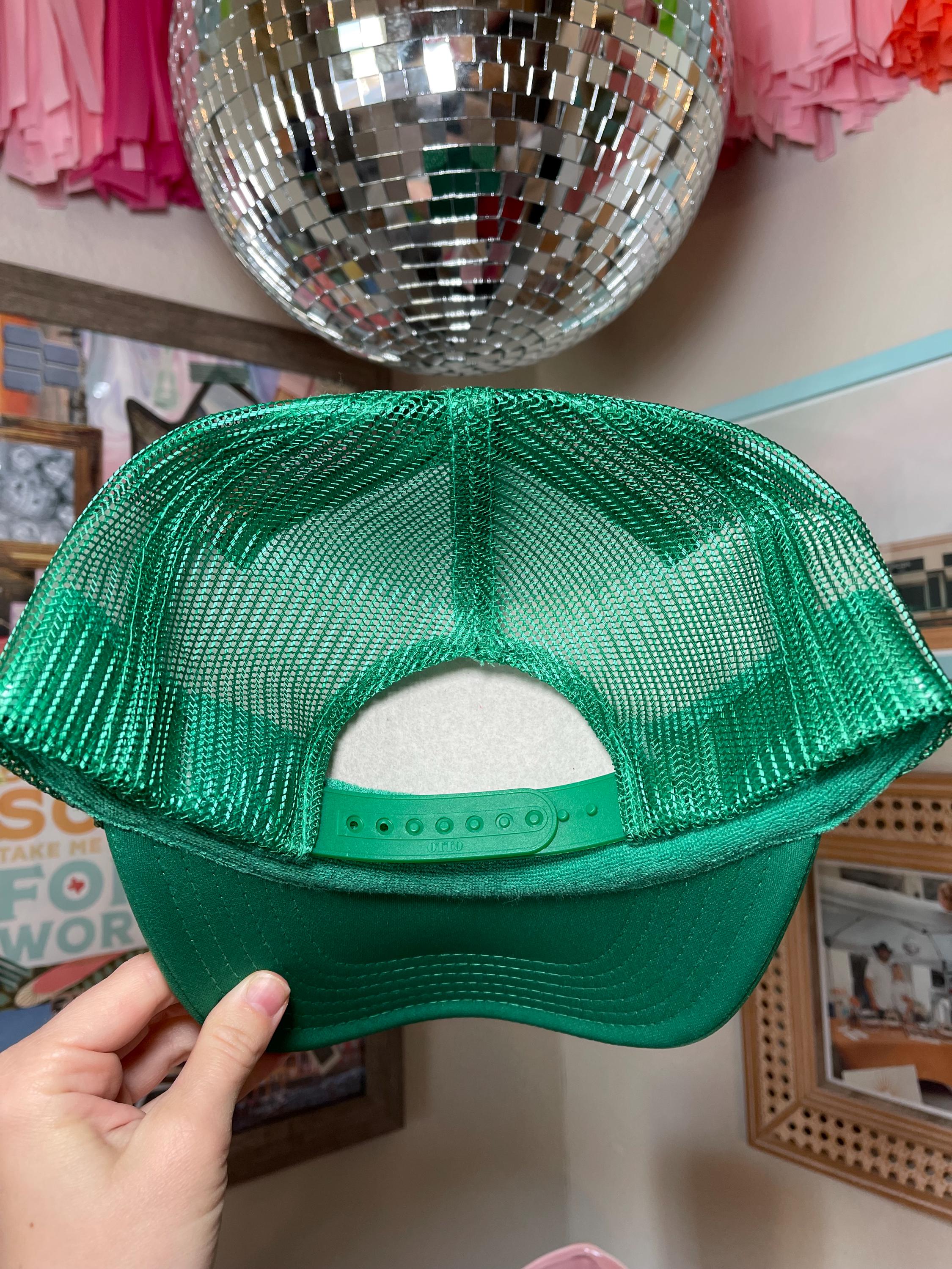 Embroidered Lucky You Horseshoe Trucker Hat, Green & Gold - Etsy