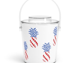 Patriotic pineapple Ice Bucket with Tongs - Patriotic - Pineapple - Summer - Parties - Ice Bucket