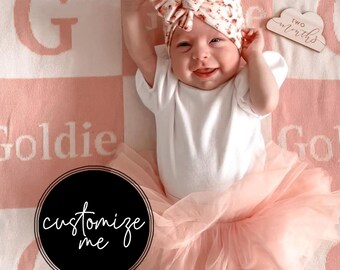 Knitted Custom Signature Letter Name Baby Blanket: 100% Cotton Personalized Blanket