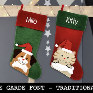 Benutzerdefinierte Weihnachtsstrumpf - Haustier Strümpfe für Hund und Katzen - Traditionelles Design - Block Font