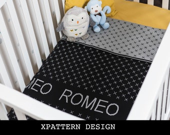 Custom Baby Blanket - XPattern Style - 5 Sizes. 100% Cotton Knitted Blanket.