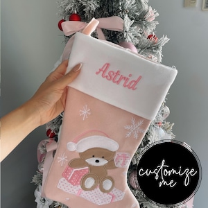 Personalized Christmas Stocking - Embroidered, Baby Collection: Pink, Blue