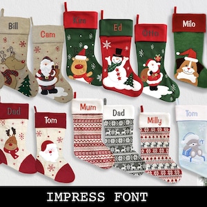 Medias navideñas personalizadas - Fuente Impress - 14 diseños