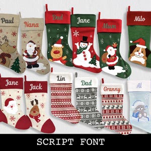 Medias navideñas personalizadas - Fuente script. 14 diseños.