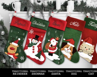 Custom Christmas Stocking - Ballantines Font - Embroidered Name.