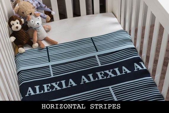 Custom Baby Blanket Horizontal Stripe 5 Sizes. 100 Cotton Knitted