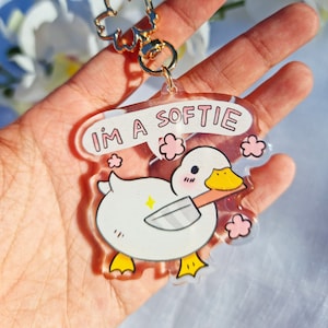 I'm a Softie Duck Keychain  | Duck acrylic charm | Self gift | Mental Health Awareness