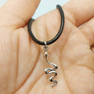 Snake Charm Necklace – Serpent Pendant Jewelry, Gothic Snake Necklace for Her, Symbolic Reptile Necklace, Witchy Boho Gift