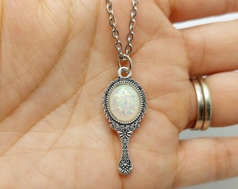 Magic Mirror Gemstone Pendant Necklace – Stainless Steel Chain