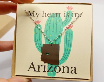 Arizona State Charm Necklace – Stainless Steel AZ Pendant