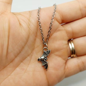 Bat charm necklace, charm necklace, batty neckalce, gifts for her, gifts for teens, Halloween jewelry necklace chain, gothic jewelry