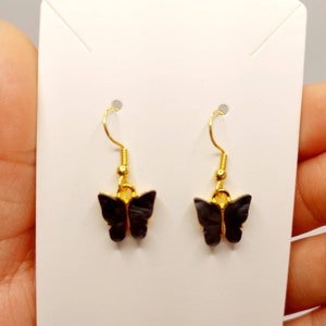 Mini Black Butterfly Dangle Earrings – Acrylic Charm Earrings, Cute Lightweight Insect Jewelry, Y2K Aesthetic Gift for Her, Fairycore Access