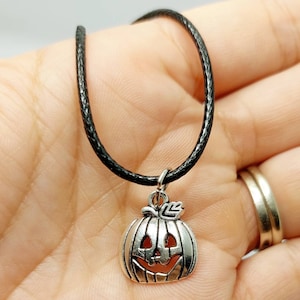 Pumpkin Jack-O&#39;-Lantern Charm Necklace – Halloween Spooky Cute Jewelry, Fall Festive Necklace, Gift for Her, Pumpkin Accessory