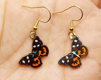 Enamel Butterfly Dangle Earrings – Gold Plated, Y2K Jewelry